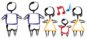 Illustration of children and music notes